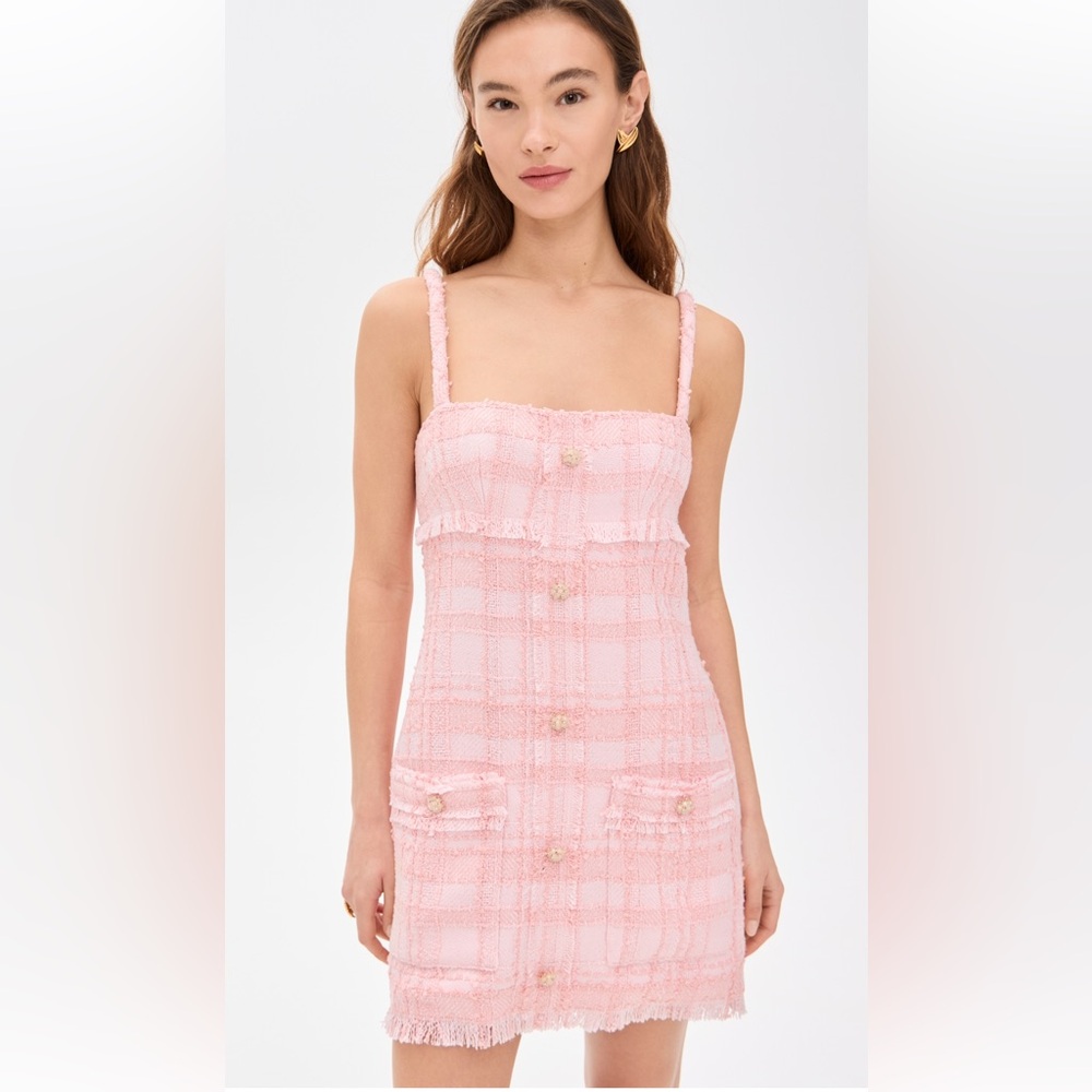 Alexis Pink Tweed Sleeveless Button Front Dress